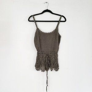 H&M Summer Olive Green Crochet Blouse (Size 4)